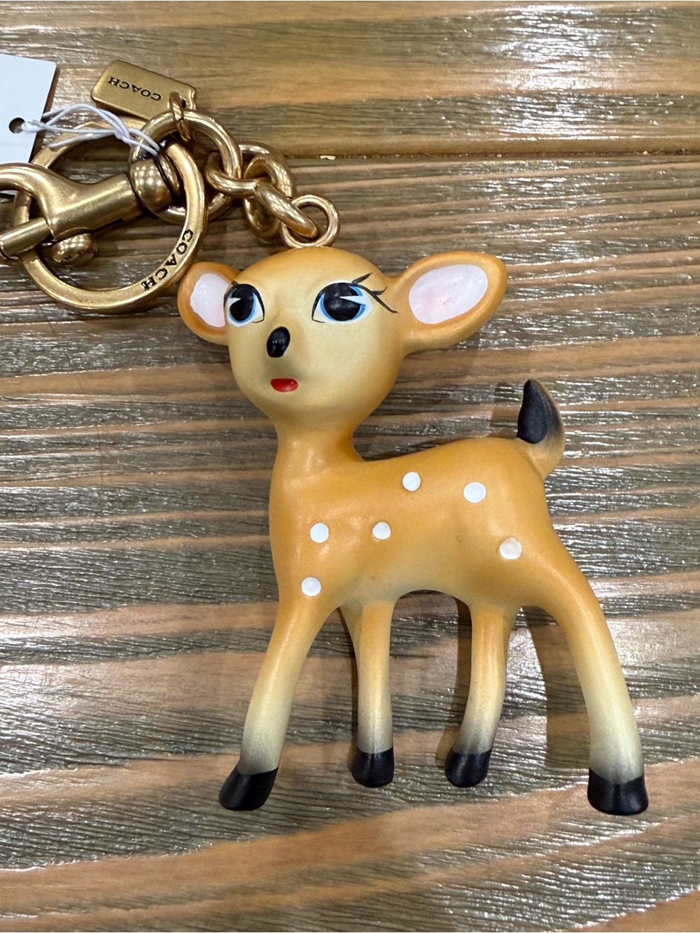 Coach Tan and Black Fawn Keychain Charm